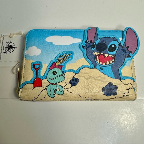 NWT. Disney Loungefly Lilo & Stitch Scrump Beach Scene Zip Around Wallet - Picture 2 of 16